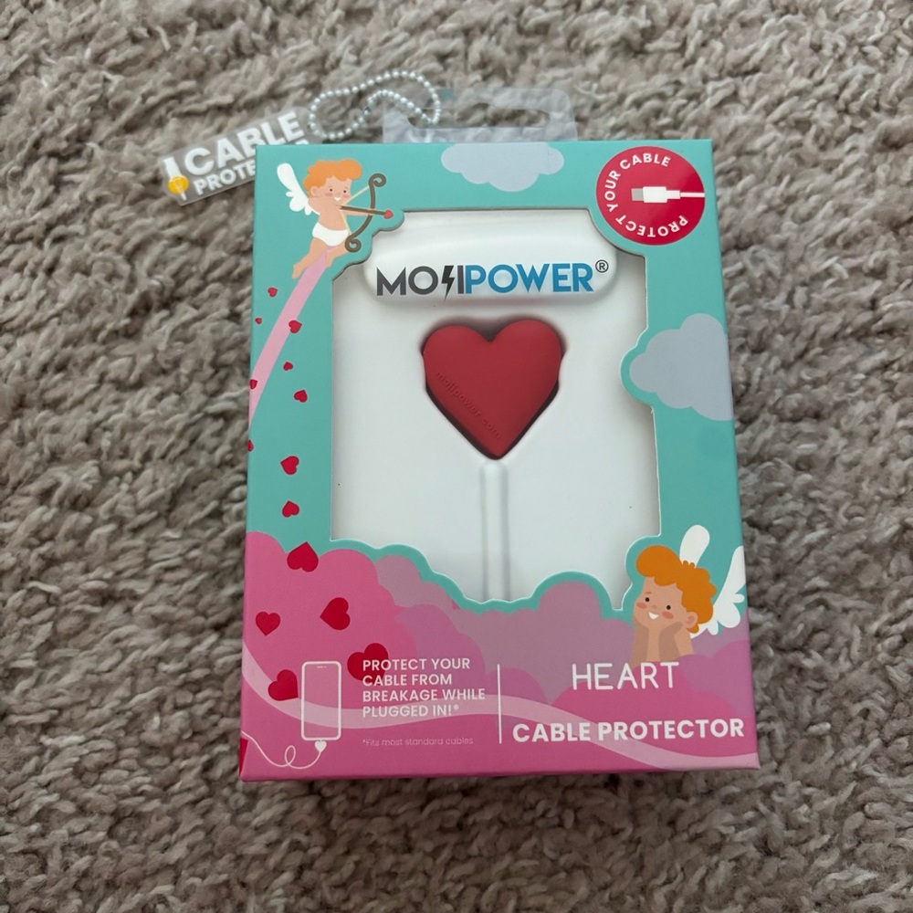MojiPower Red Heart Cable Protector for Cell Phone Charger Iphone